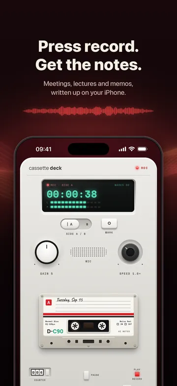 Press record. Get the notes. Cassette recording a meeting