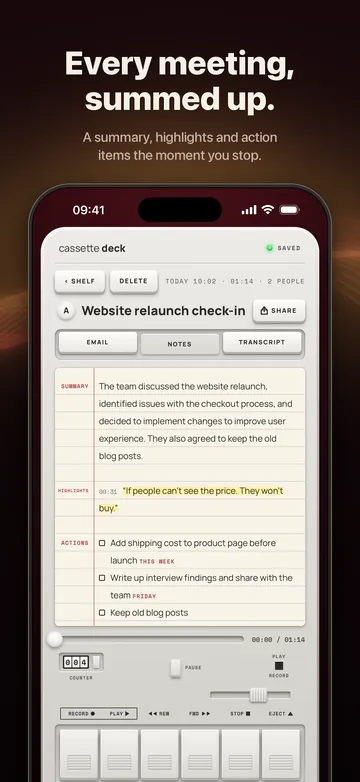 Every meeting, summed up. The Notes tab
