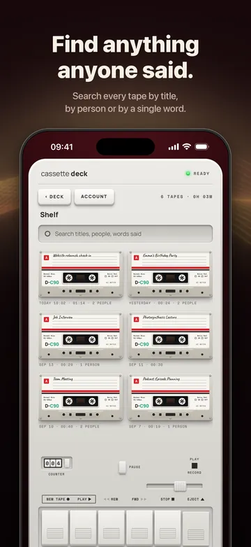 Find anything anyone said. The Shelf with search